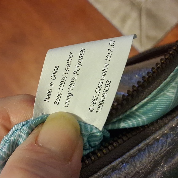 The Sak Oleta Shimmering Gold Leather Handbag Xbody Zip Top Purse Like New - Picture 8 of 8